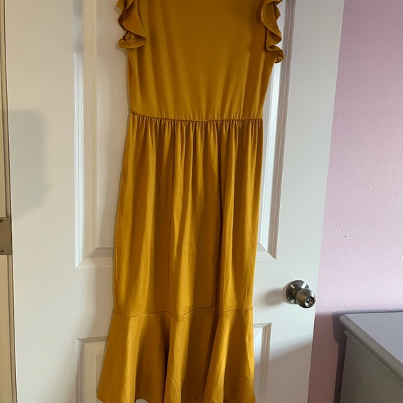 NWOT-Mustard Yellow You & Me Ruffle Dress - Picture 4 of 4